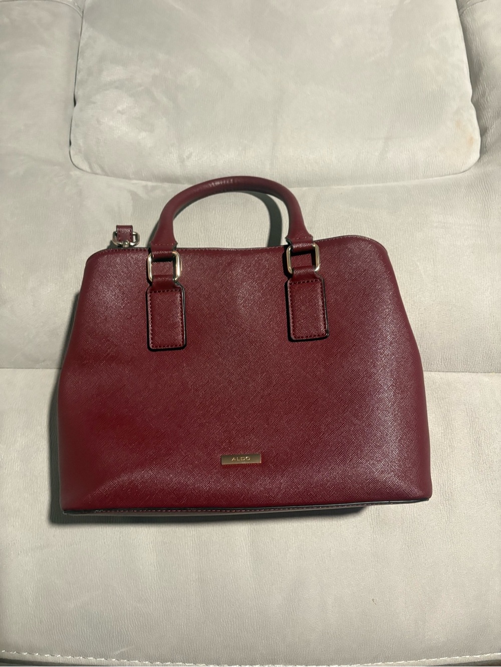 Aldo Burgundy Structured Top-Handle Satchel